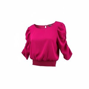 Paper Crane Fuchsia Blouse with Puff Sleeves